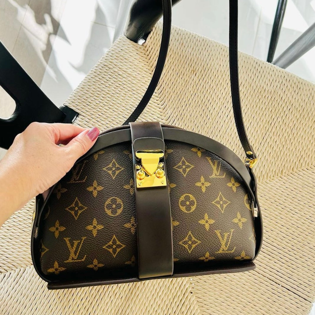 LV cosmetic pouch vintage in monogram Louis Vuitton Monogram Trousse Demi Ronde Pouch conversion to crossbody LV bag