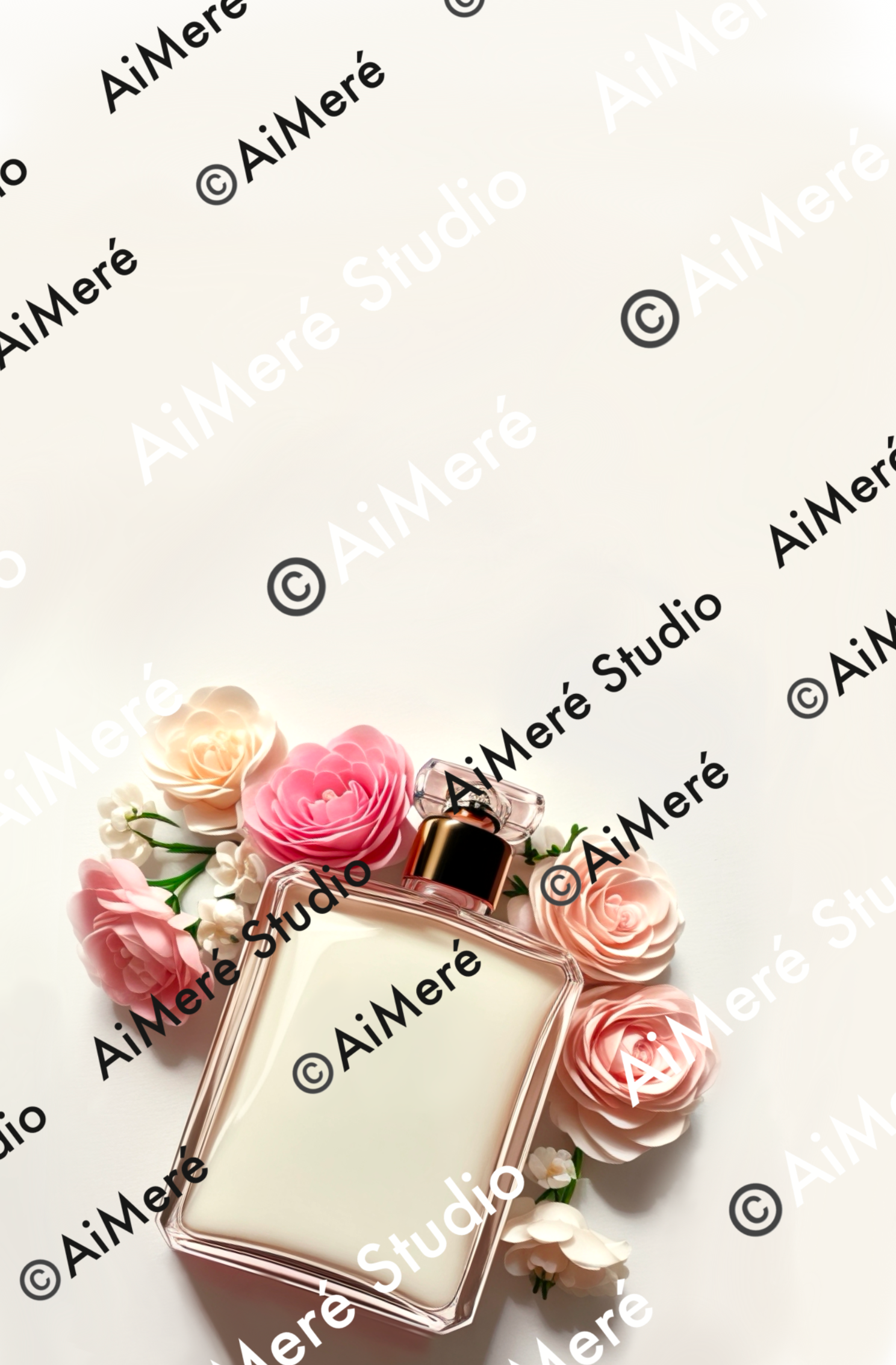 Floral Perfume Bottle Wallpaper - Beige Background