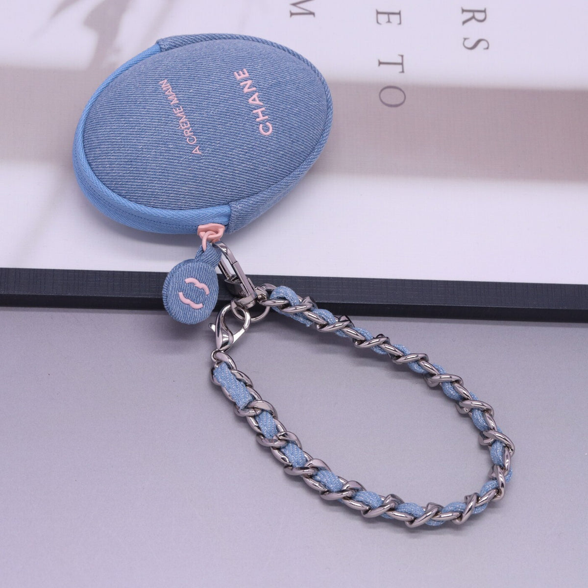 Denim Blue Denim Chain Bag With Metal Braiding-AiMeré Luxury Collection