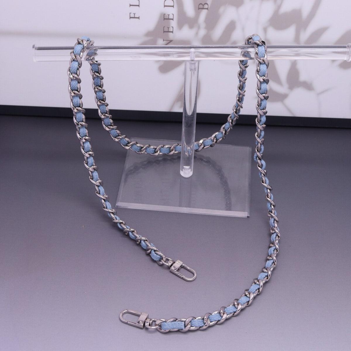 Denim Blue Denim Chain Bag With Metal Braiding-AiMeré Luxury Collection