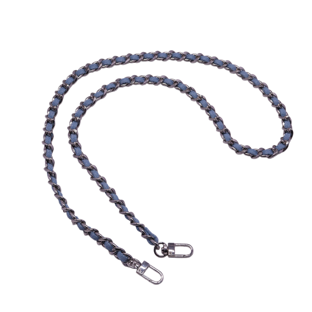 Denim Blue Denim Chain Bag With Metal Braiding-AiMeré Luxury Collection
