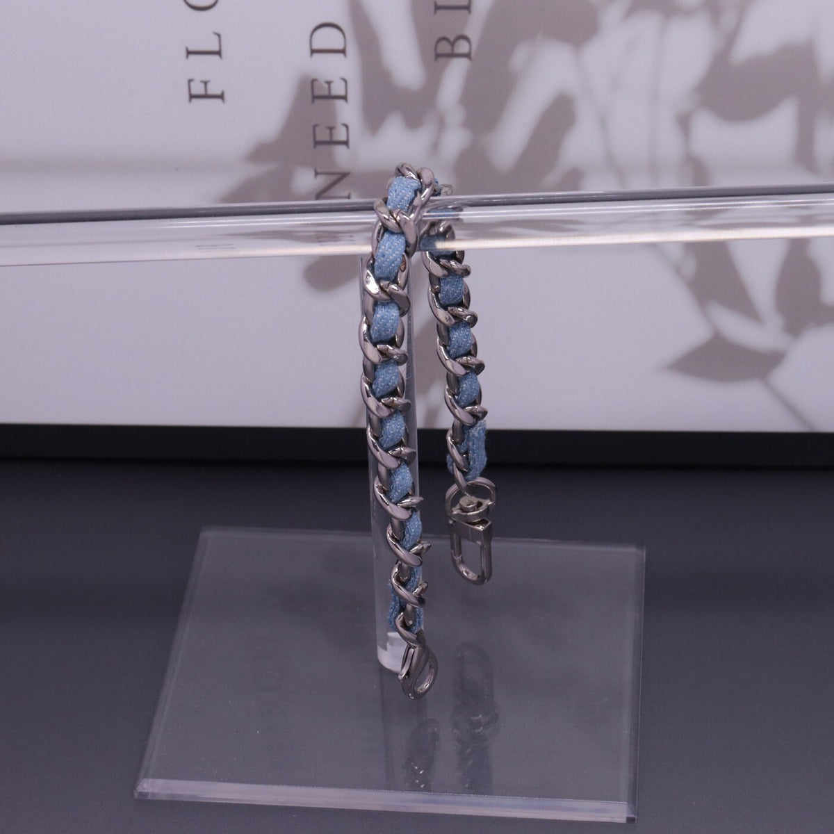 Denim Blue Denim Chain Bag With Metal Braiding-AiMeré Luxury Collection