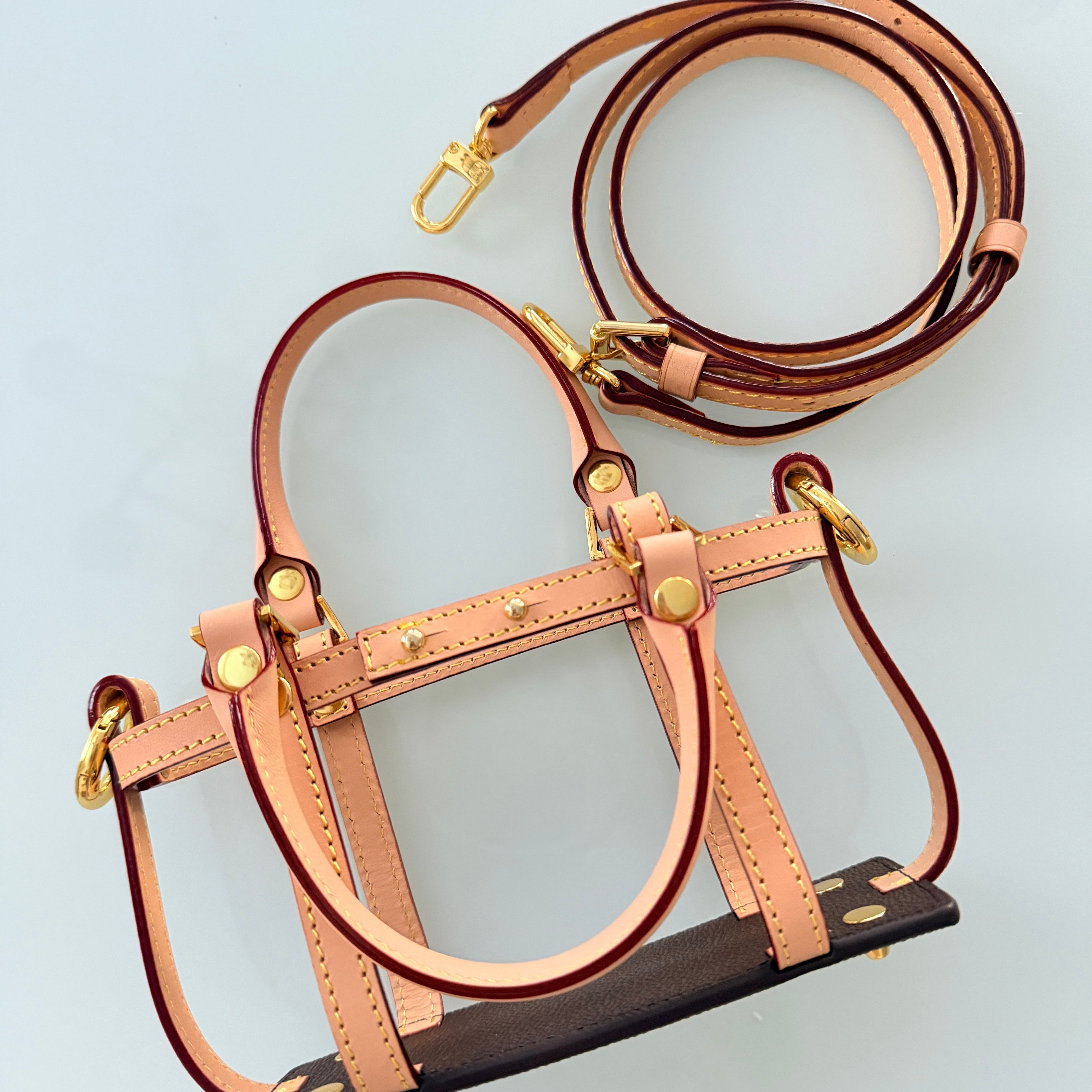 Leather  encasement vachetta to convert a LV toiletry pouch 15 and mini Pouchette